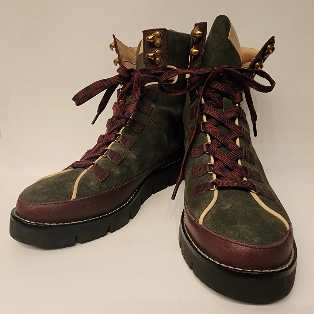 J. Crew Elsa Lace-Up Suede Boots Women’s Green & Brown Size 6 - Image 2