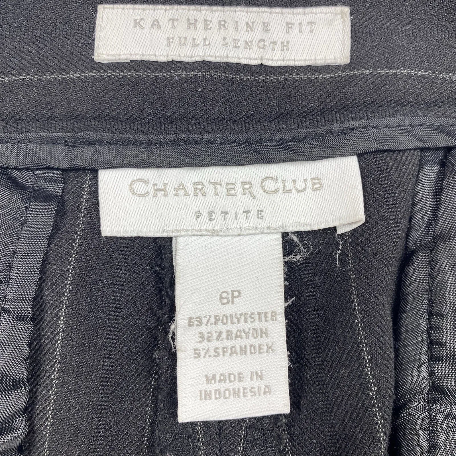 Charter‎ Club Dress Pants Women's Size 6P Katherine Fit Full Length Gray Stripe - Image 5