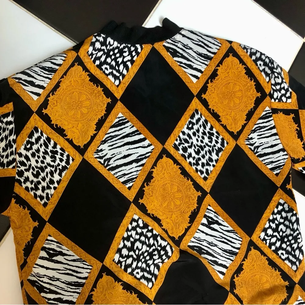 Vintage 80s 90s Teddi Retro Lightweight Bomber Jacket Animal Print Wild Sz Med - Image 6