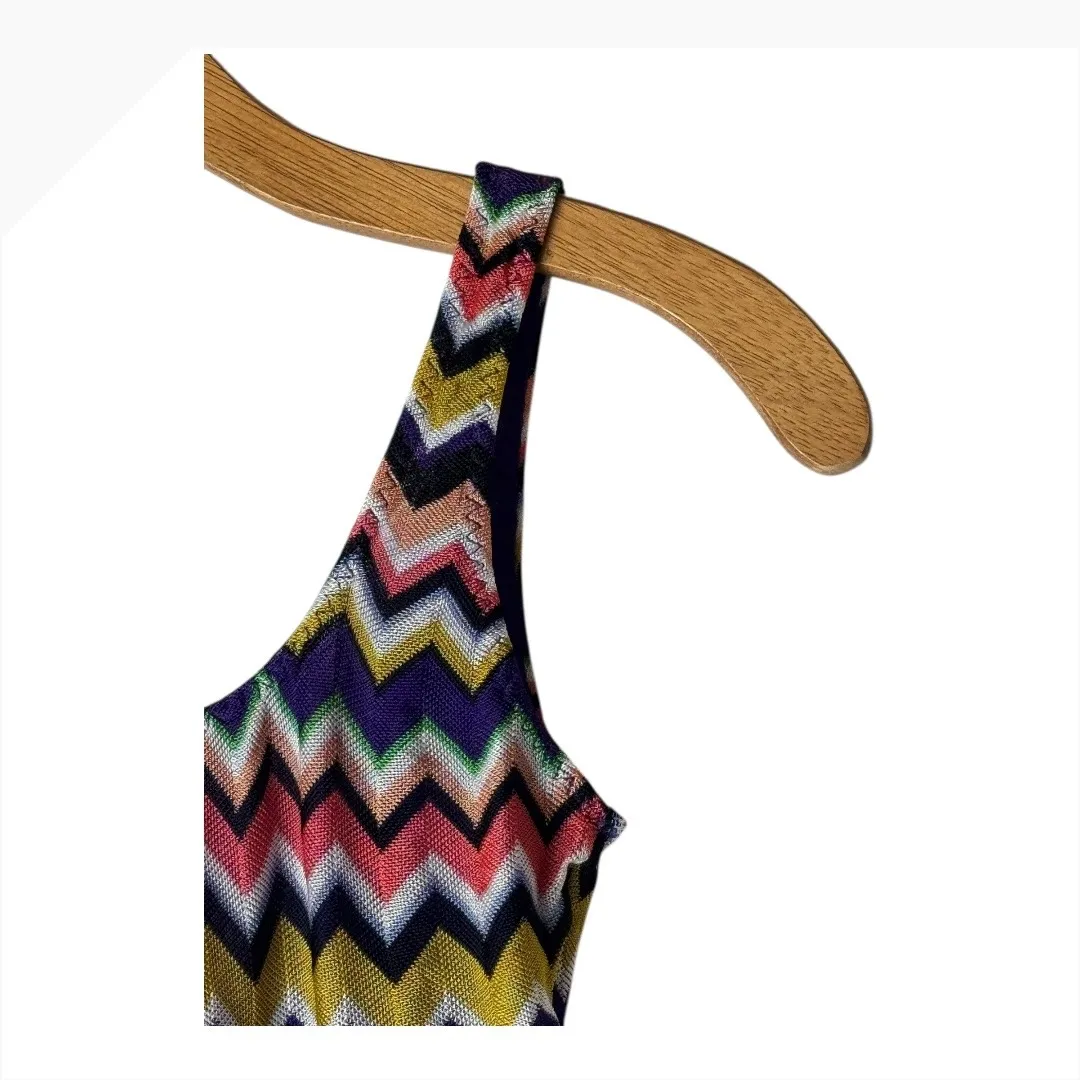 Missoni‎ Mare Swimsuit Women XS Purple Zigzag Knit One Piece Bathing Suit Luxury - Image 6