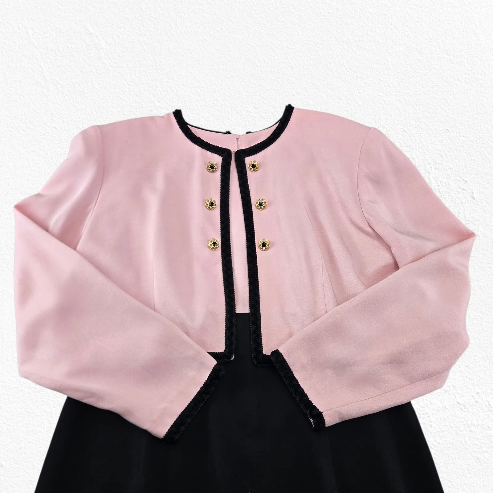 Vintage 1990s Danny and Nicole Pink Black Polished Dress Size 16 Made in USA - Image 3