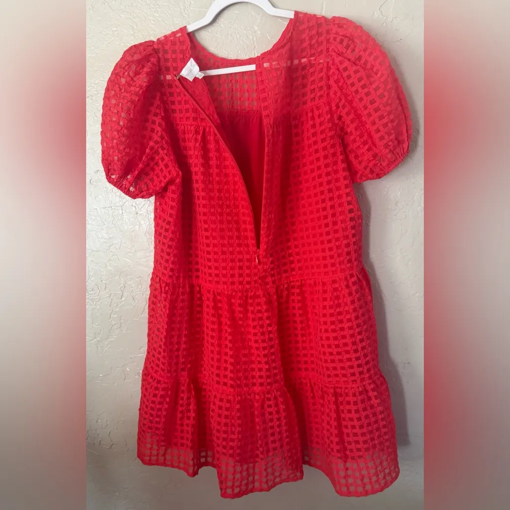 Sugarlips Nest Organza Red Puff Sleeve Tiered Mini Dress Size Small S - Image 10