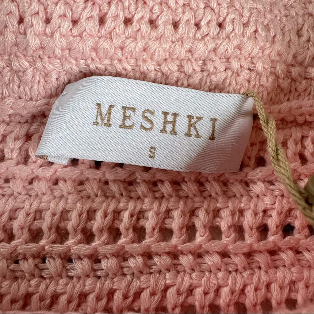 NWT Meshki Irie Embellished Rhinestone Crochet Knit Mini Skirt Candy Pink Size S - Image 7