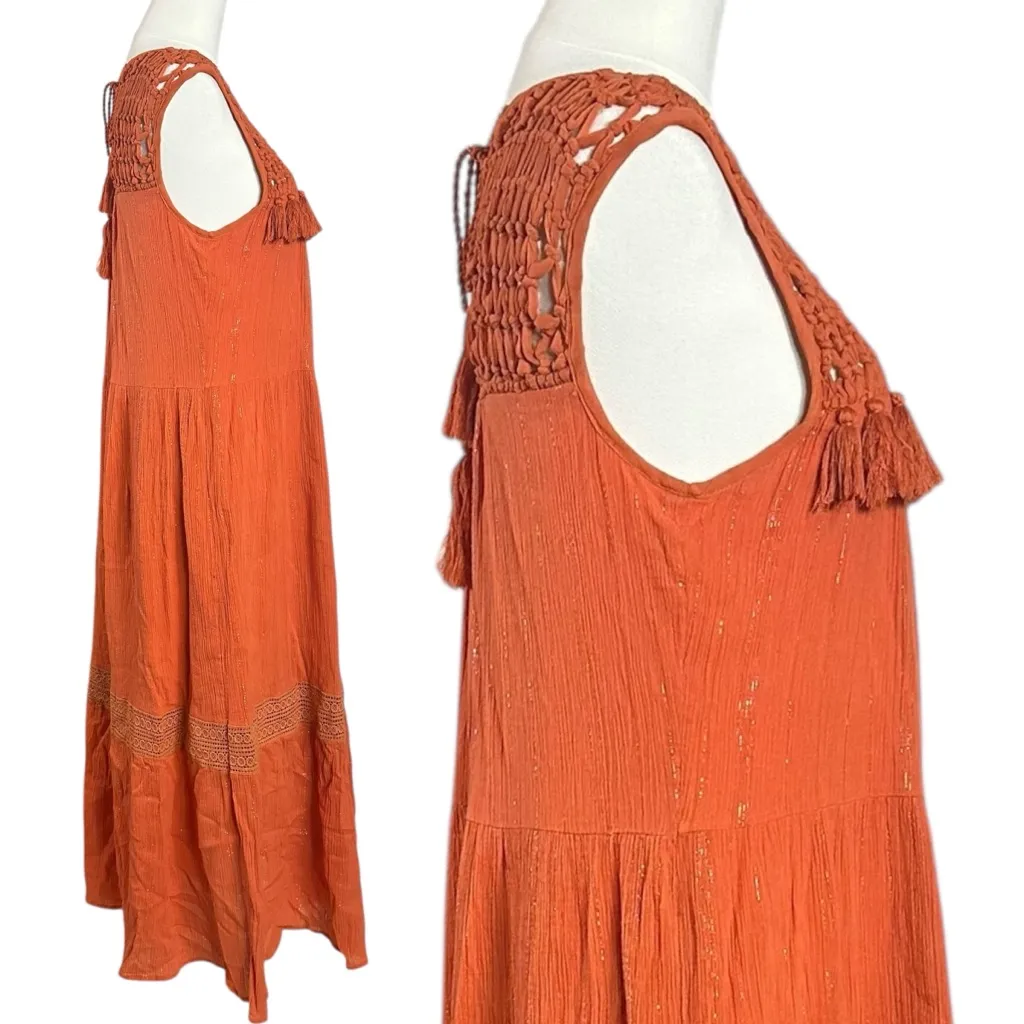 Anthropologie Maeve Bohemian Abilene Maxi Dress Terracotta Rust Resort Medium - Image 7