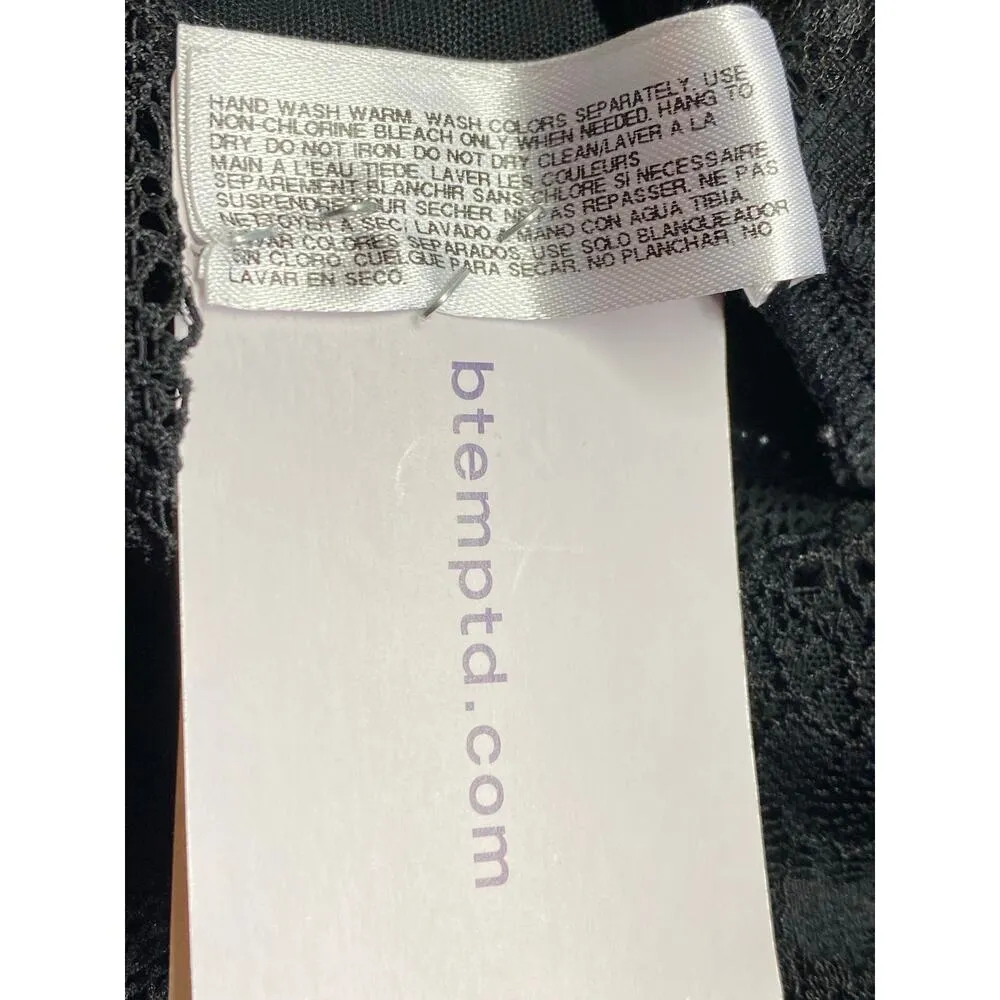 BTempted Women's S Sheer Mesh Lace Teddy Slip Black Strappy Lingerie Dress New - Image 4