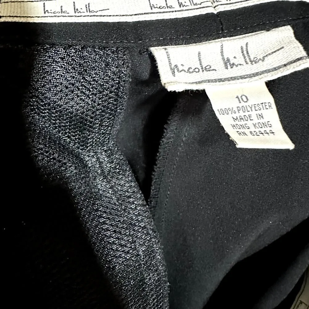 VTG Nicole Miller Dress Pants Pleated Front Wide Leg Hook & Eye High Rise 10 - Image 4