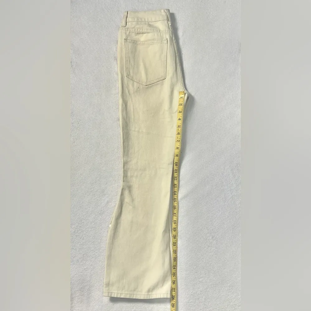 SheIn  Tan Boot Cut Jeans with White Butterfly Design - Image 7