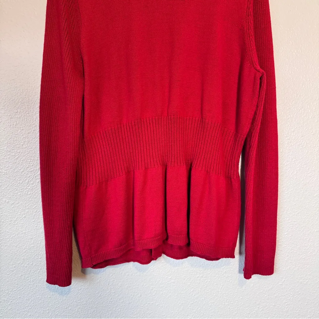 Nic & Zoe Red Knit Cardigan Sweater Womens XL Shawl Collar Preppy Casual Fall - Image 2