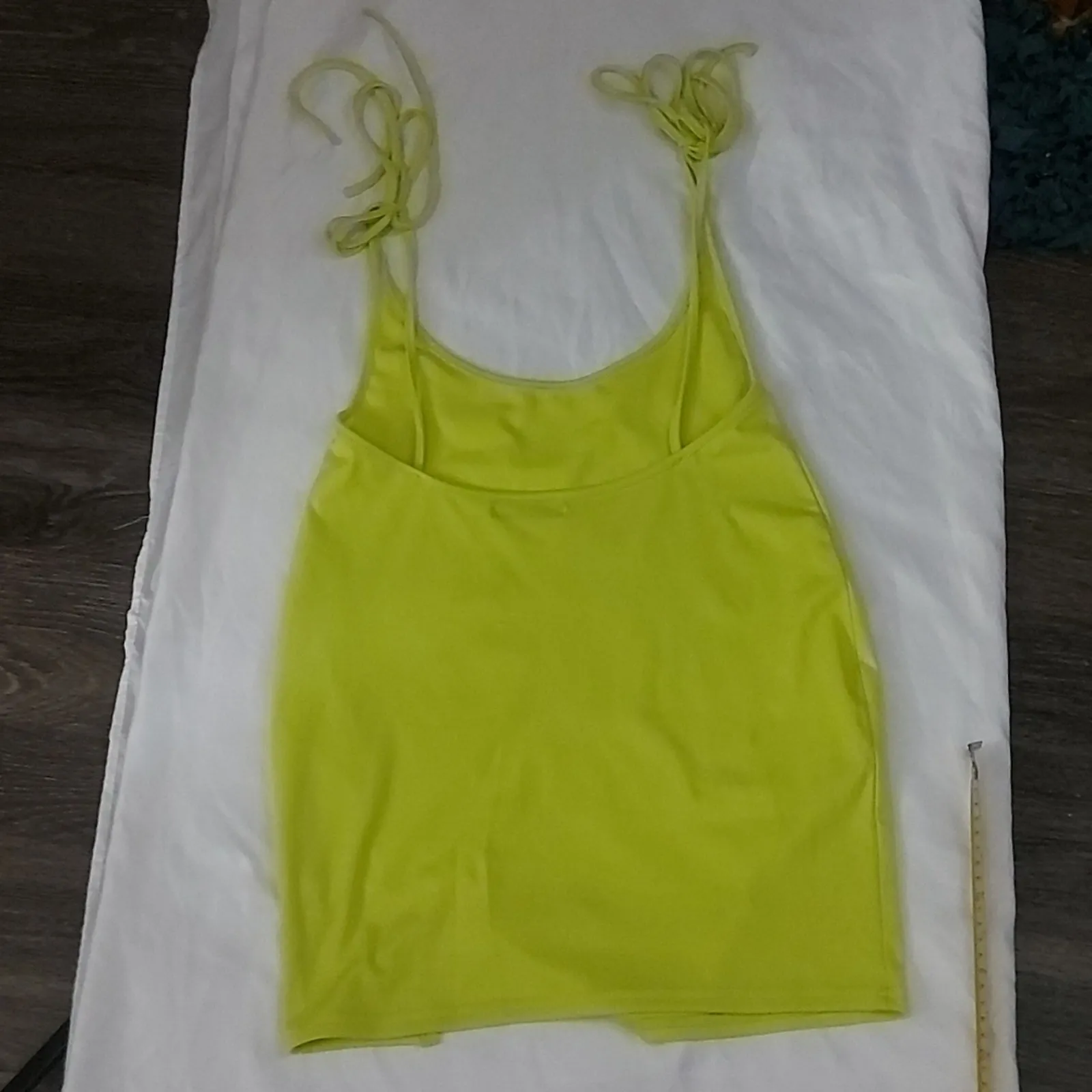 SHEIN Neon Yellow-Green Bodycon Dress M Dopamine Coconut Girl Rainbowcore Rave - Image 4
