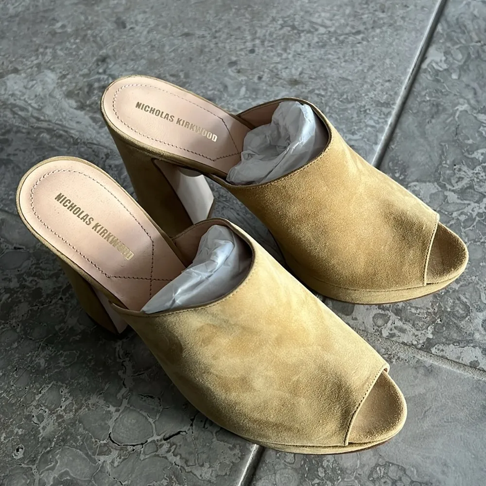 Nicholas Kirkwood Annabel High Heel Sandals, Hazel Suede Size 38.5 New +DustBag Orange - Image 4