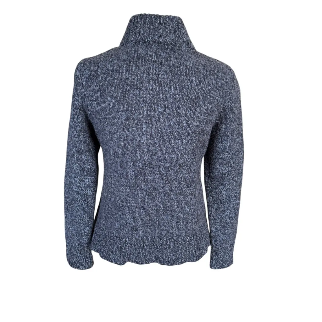 L.L. Bean blue lambswool long sleeve high collar zip up sweater jacket SP - Image 4