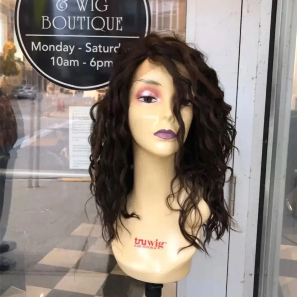 Curly Brown highlights Lacefront Wig - Image 7