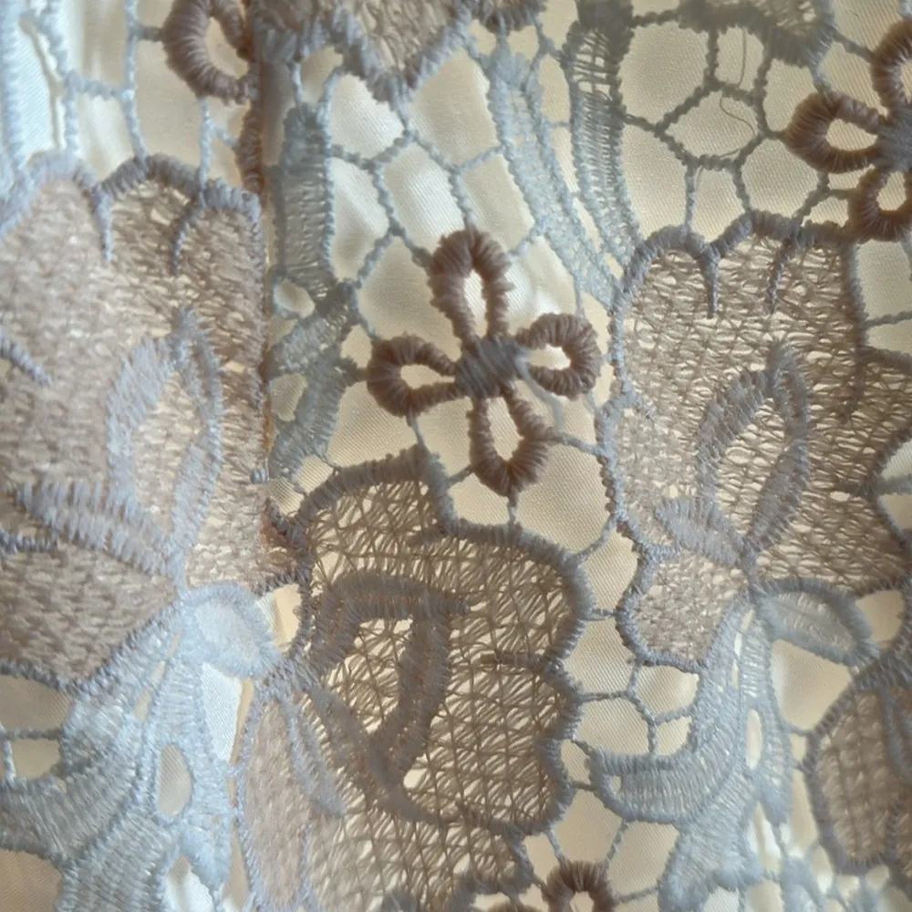 NWT Chi Chi London Remie Bardot OTS Crochet Blush & White Lace Dress US 12 - Image 5