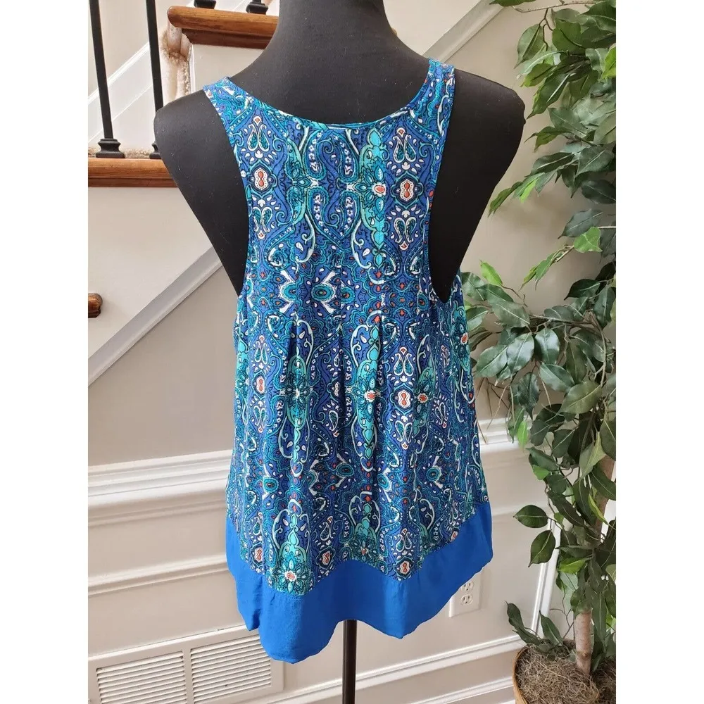 JCP Women Blue 100% Rayon Scoop Neck Sleeveless Casual Blouse Size Medium - Image 6