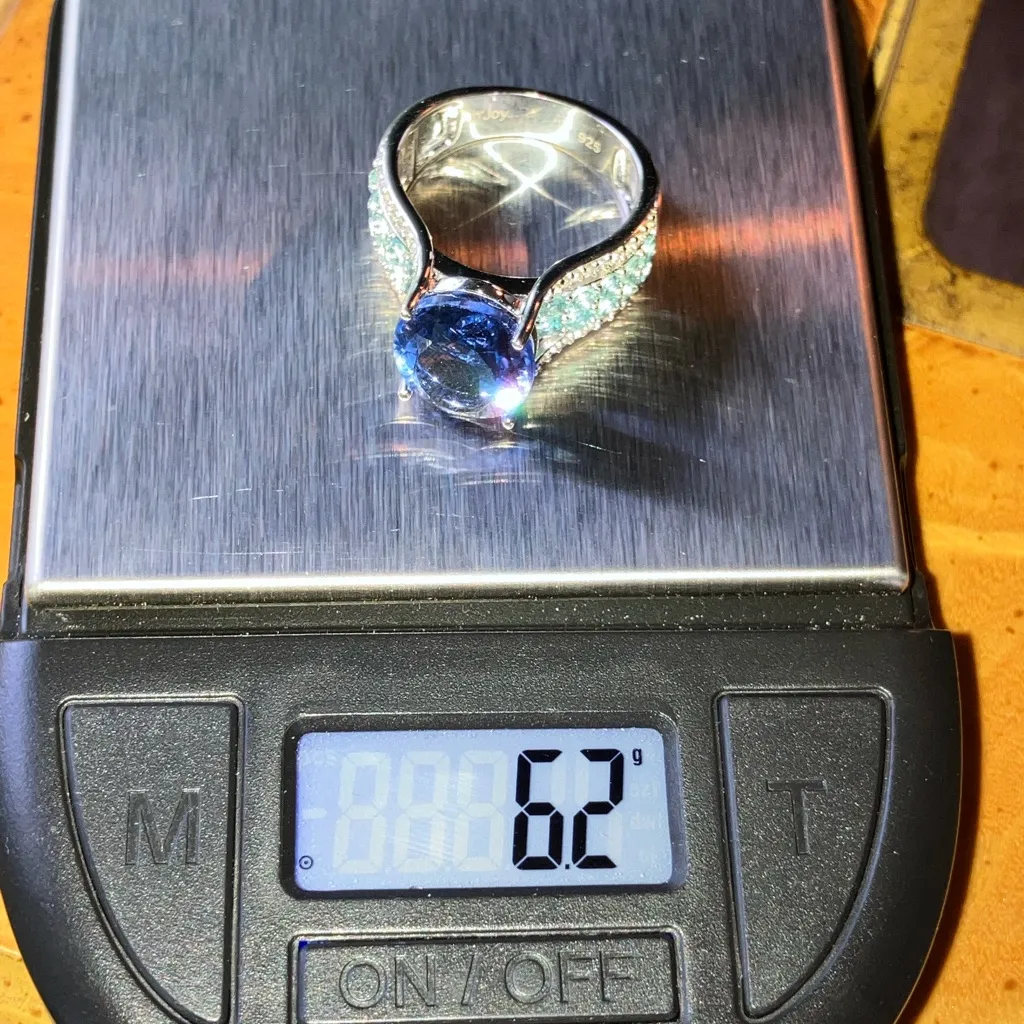 Color Changing Fluorite Sterling Silver Cocktail Ring Blue - Image 10