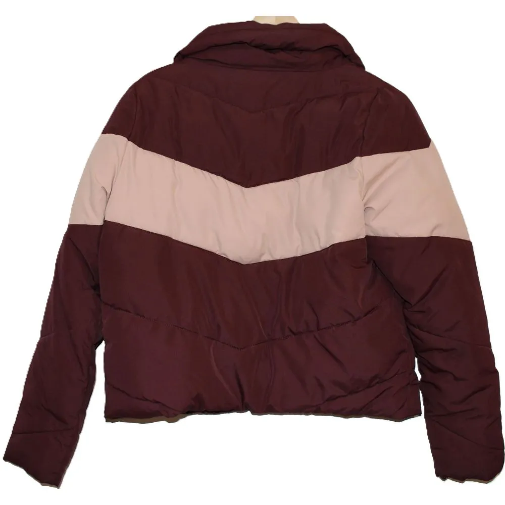 Womens Abercrombie & Fitch Burgundy Red Pink Puffer Coat Ski Snow Jacket Size S - Image 2