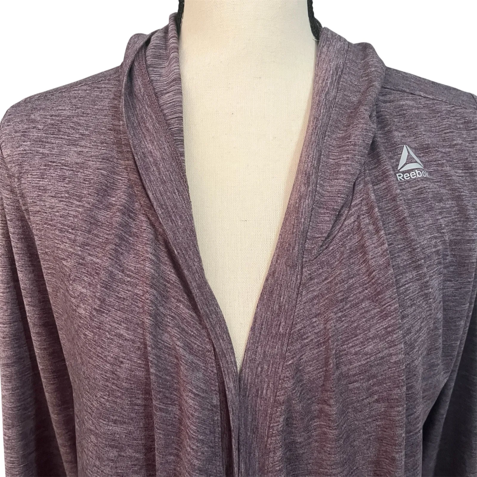 Reebok Women's Purple Waterfall Hooded Cardigan Sz M Athleisure Stretch Gym - Image 2