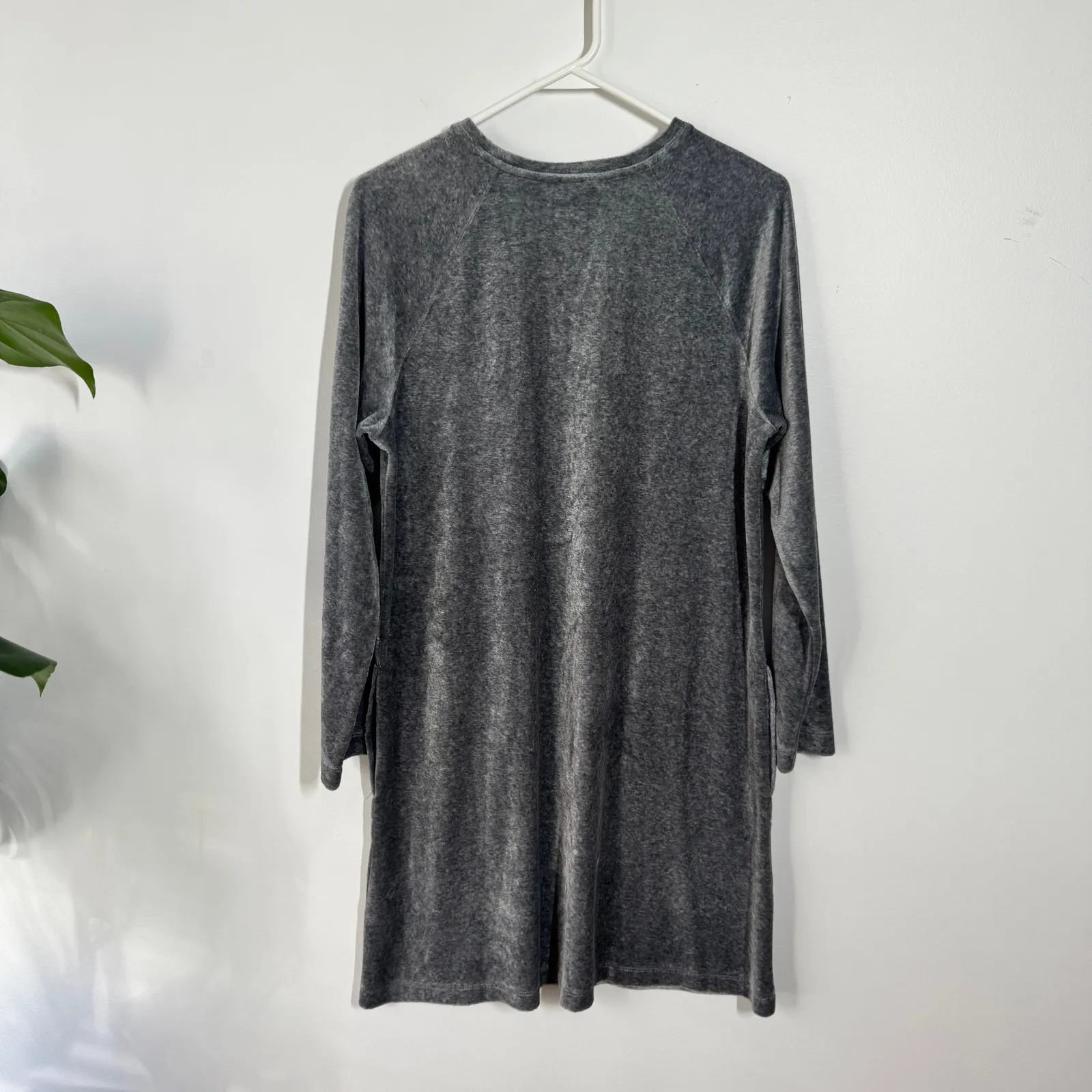 J.Jill Pure Jill Dress Women M Gray Velour Pima Cotton Blend Raglan Long Sleeve - Image 2