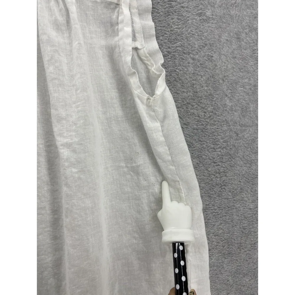 LOFT Ann Taylor Women's Blouse Sleeveless Embroidered Trim White Sz Large Linen - Image 3