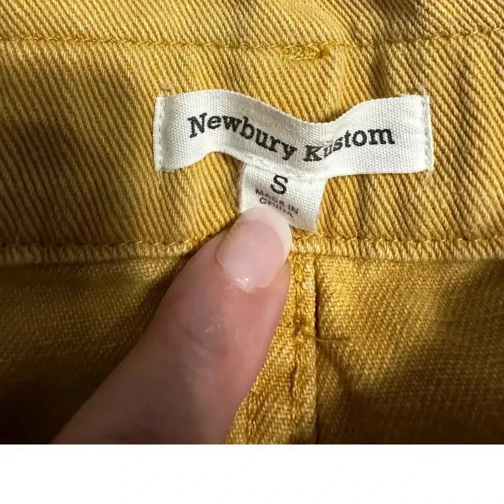 Newbury Kustom Denim Jean Short Mini Skirt Size Small Mustard Yellow Fall - Image 4