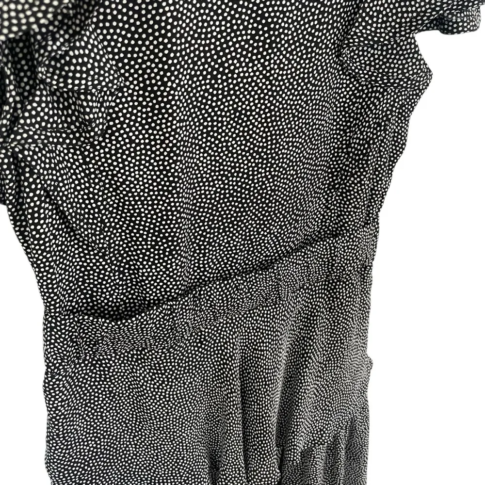 ALC Black Silk Mini Dress White Polka Dot Ruffled Peplum Tiered - Image 10
