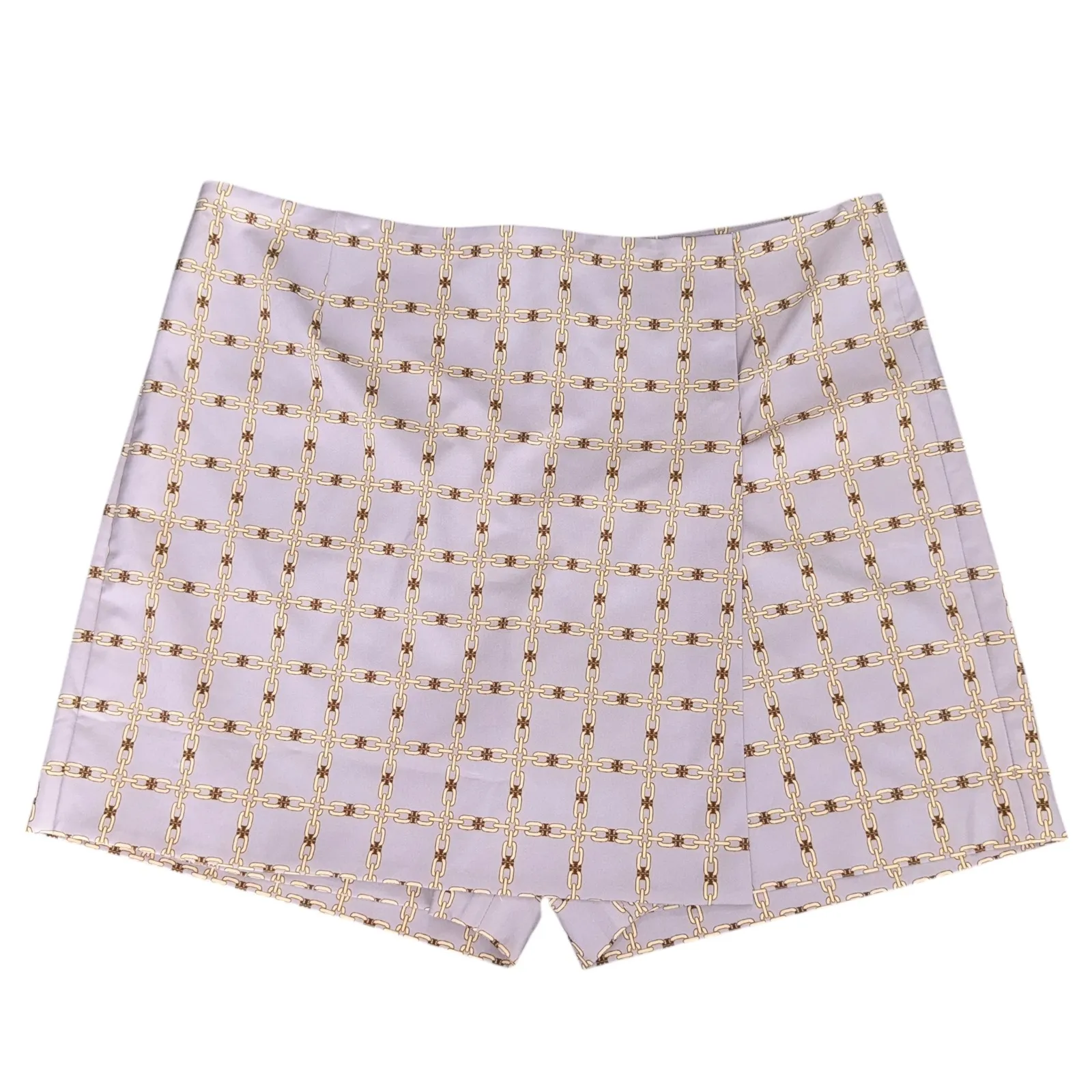 Tory Burch NWT Performance Printed Wrap Skort Dusty Lavender Chain Plaid Size 12 - Image 2