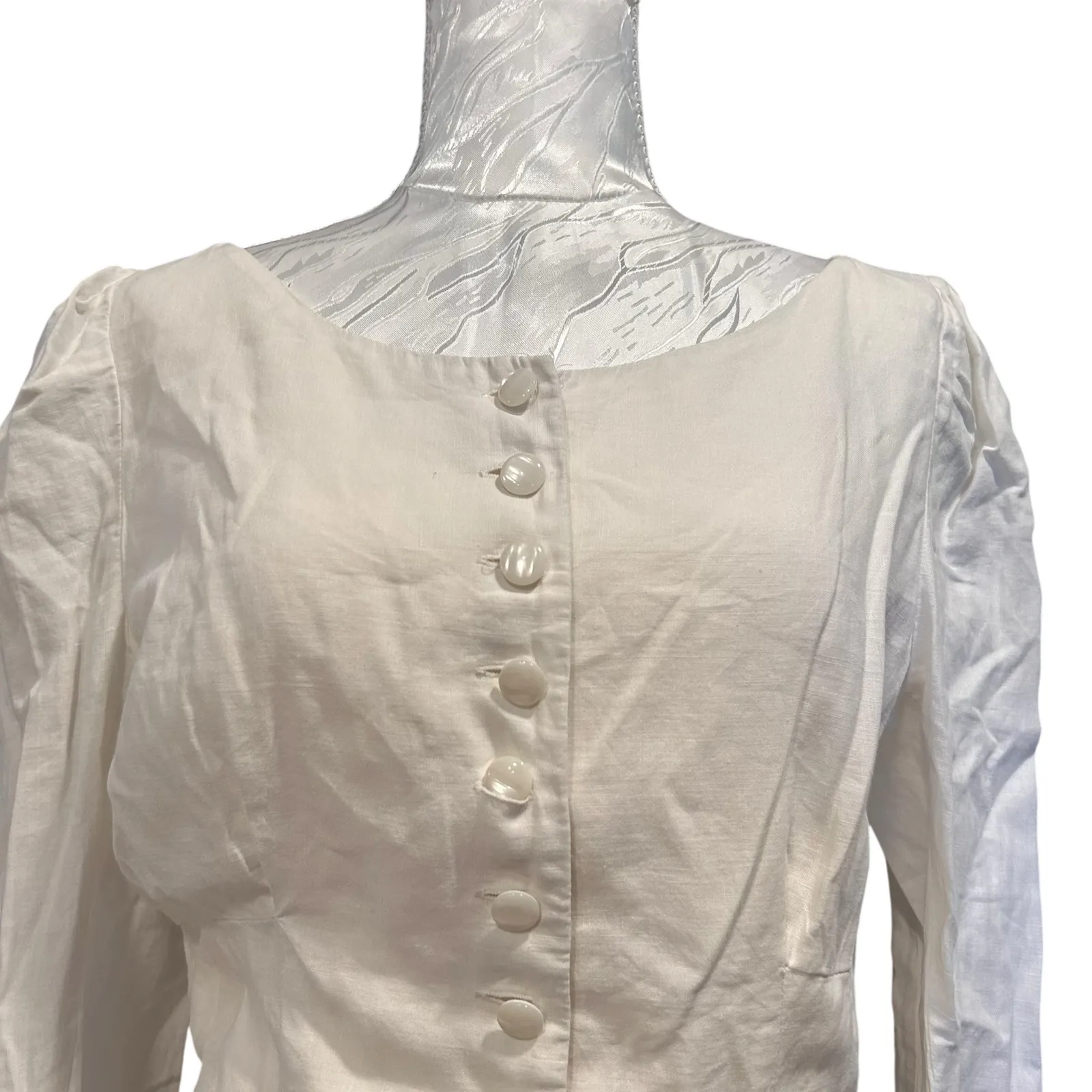 Vintage White Linen Skirt Set Women Sz Small Marie St Claire Lace Soft Girl Chic - Image 5