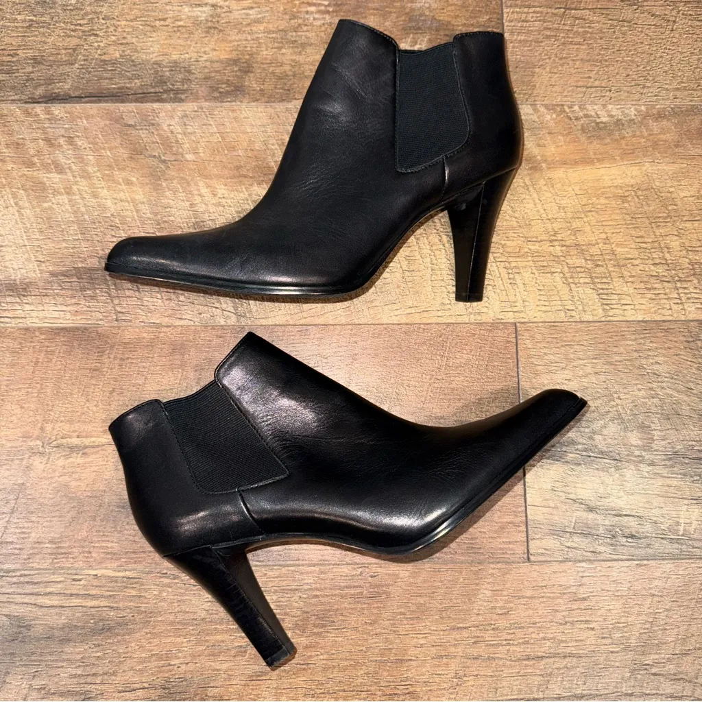 Tahari Bistro Black Leather Heeled Boots - Image 2