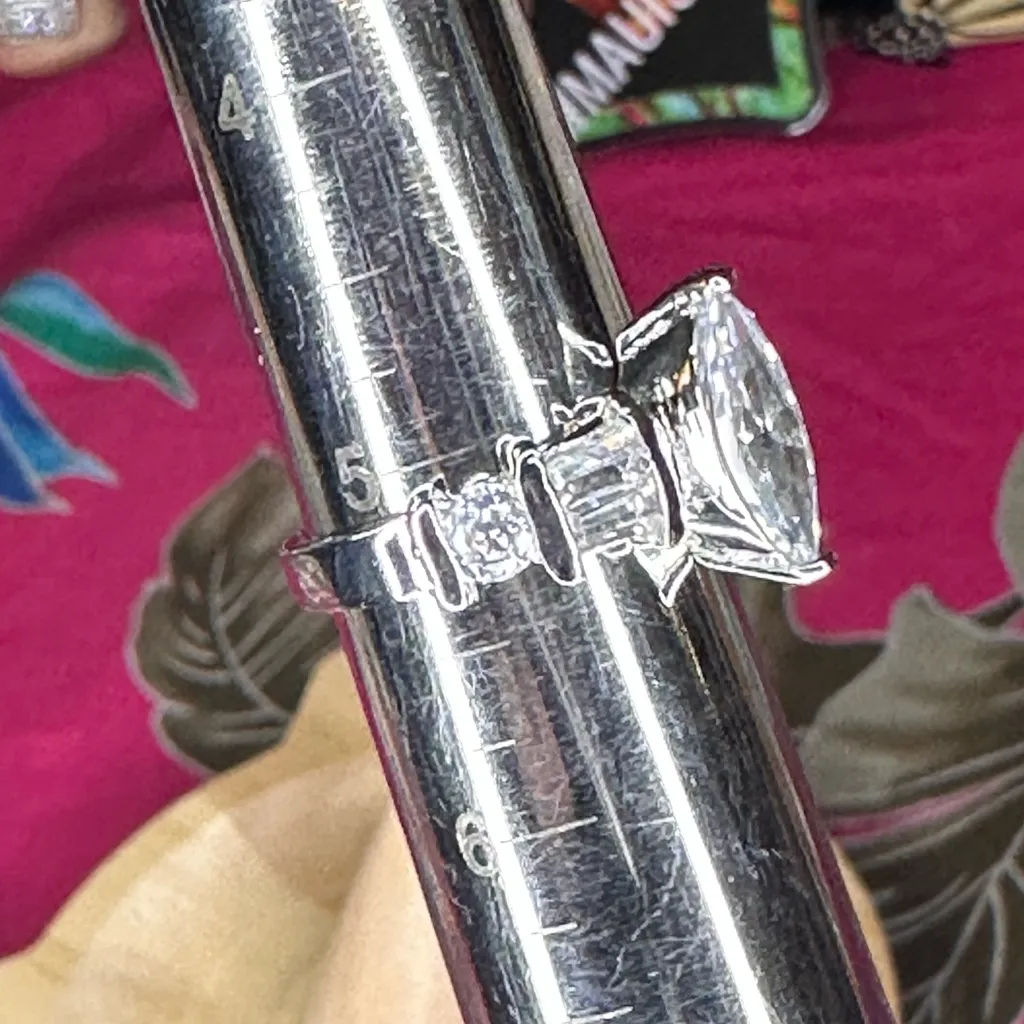 Swarovski Elements Crystal Silver Rhodium Plated Marquise Cut Ring Size 5.25 - Image 2