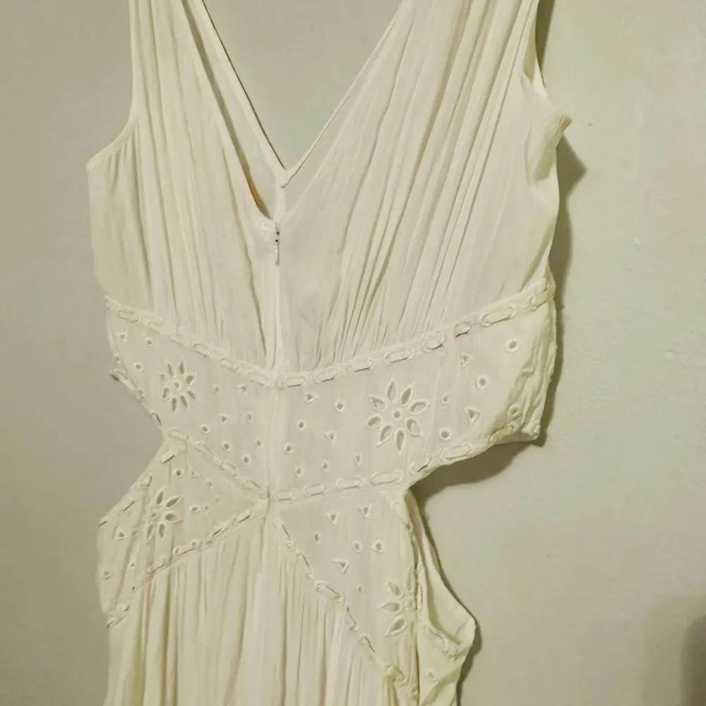 Ramy Brook Ivory Crepe Hourglass V-Neck Sleeveless Lace Cutout Dress Size 10 - Image 13