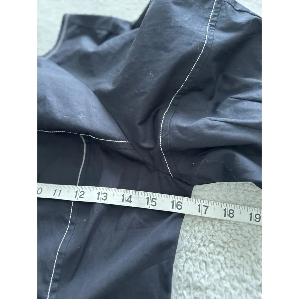 Madewell Jinni Dress Short Puff Sleeve Drop Waist Top Stitching Midi Black Sz 2 - Image 8