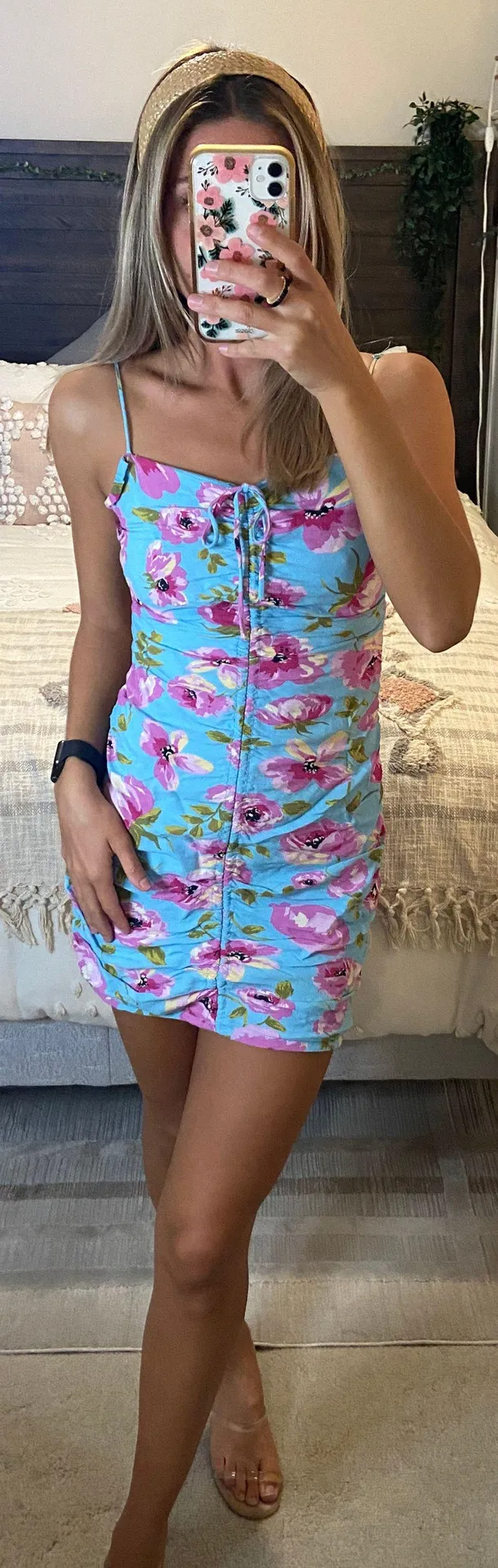 Blue Floral Sinched Dress  - Image 2