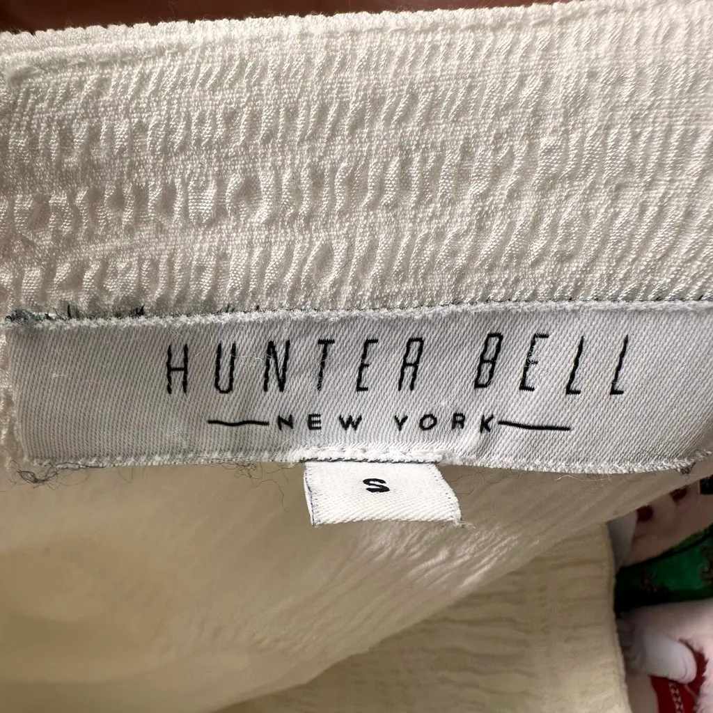 Hunter Bell Poppy Dress Midi Tiered Bodice White Crinkle Lined Small Sleeveless - Image 8