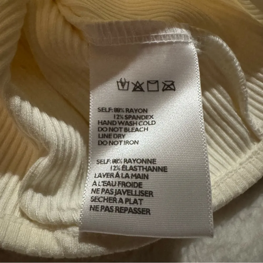 Urban Outfitters Cream Ribbed Sleeveless Racerback Tank Top, Tie Waist, Medium - Image 4