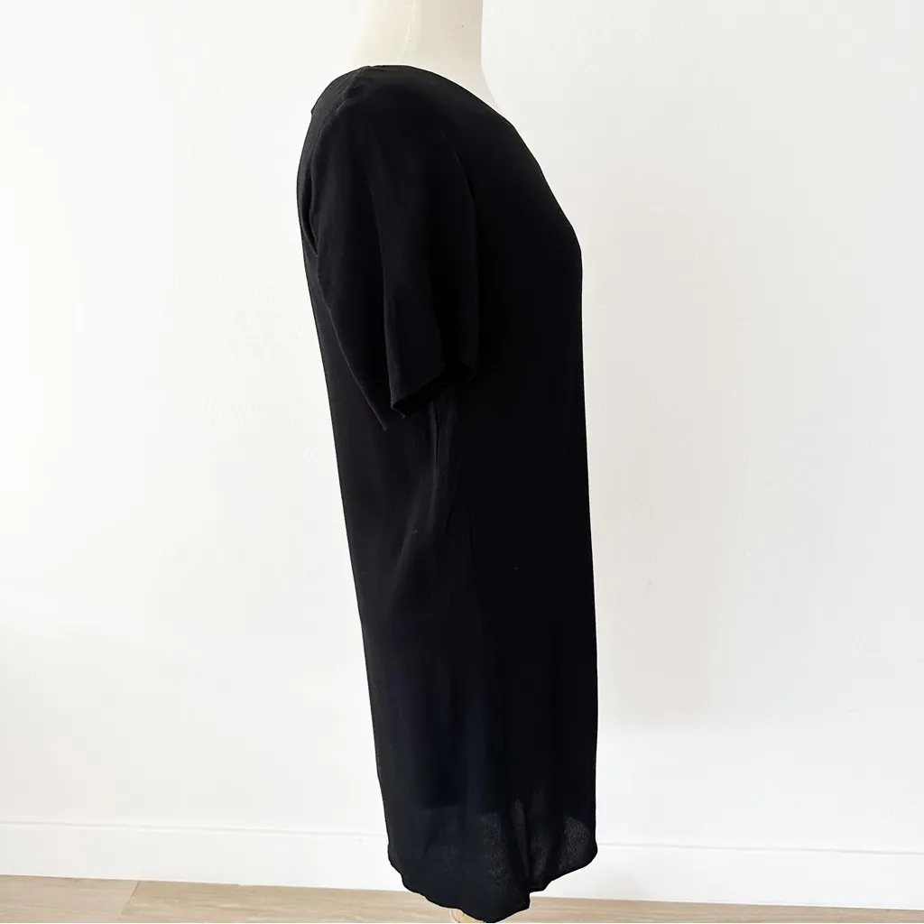 Wilfred Free Aritzia Teigen Black 90s Crepe Mini Shift T-Shirt Dress | Small - Image 6