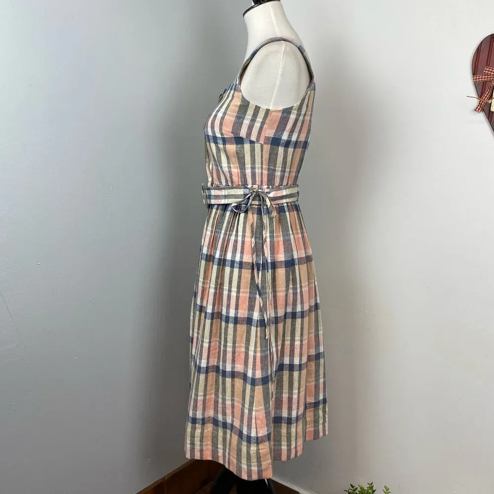 Gal Meets Glam Peyton Linen Blend Plaid Dress Sz 0 - Image 9