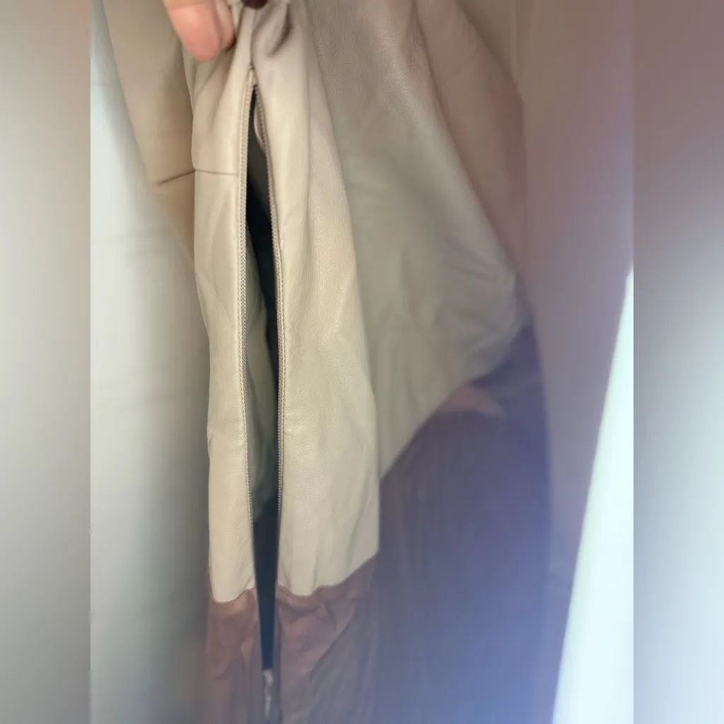 By Anthropologie Faux Leather Satin One Shoulder Asymmetric Midi Dress Size 10 - Image 15