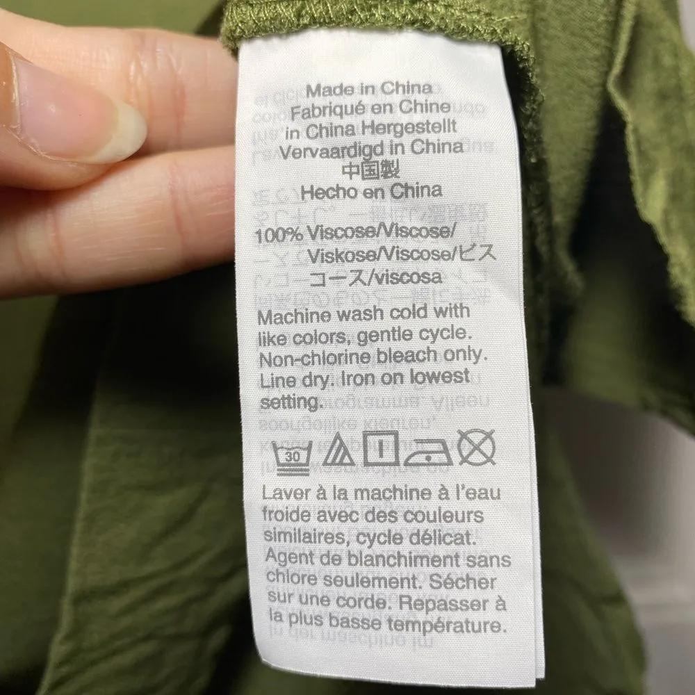 MADEWELL Novel V-neck Short Sleeve Mini Shift Dress Desert Olive Green Size XS - Image 10