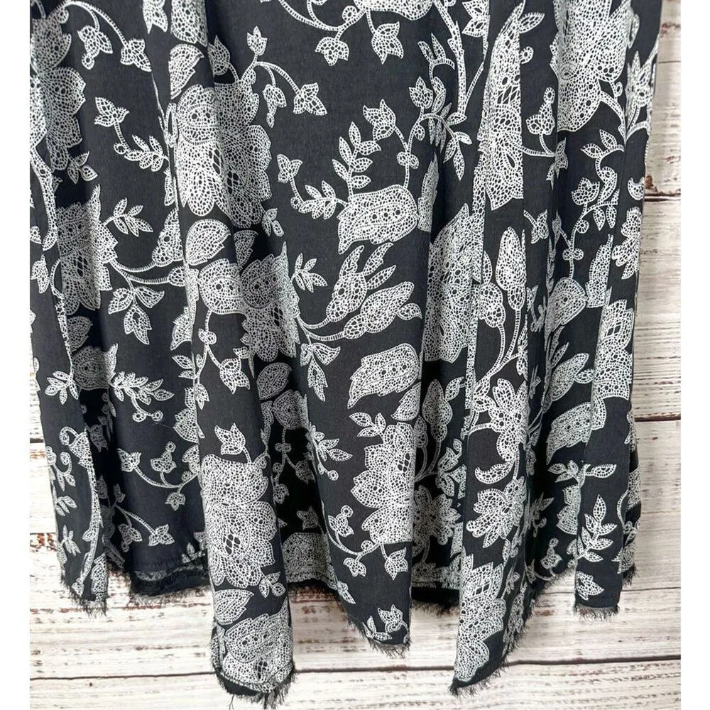 Silence + Noise Women's Floral Scoop Neck T-Shirt Dress Black White Sz XS - Image 3