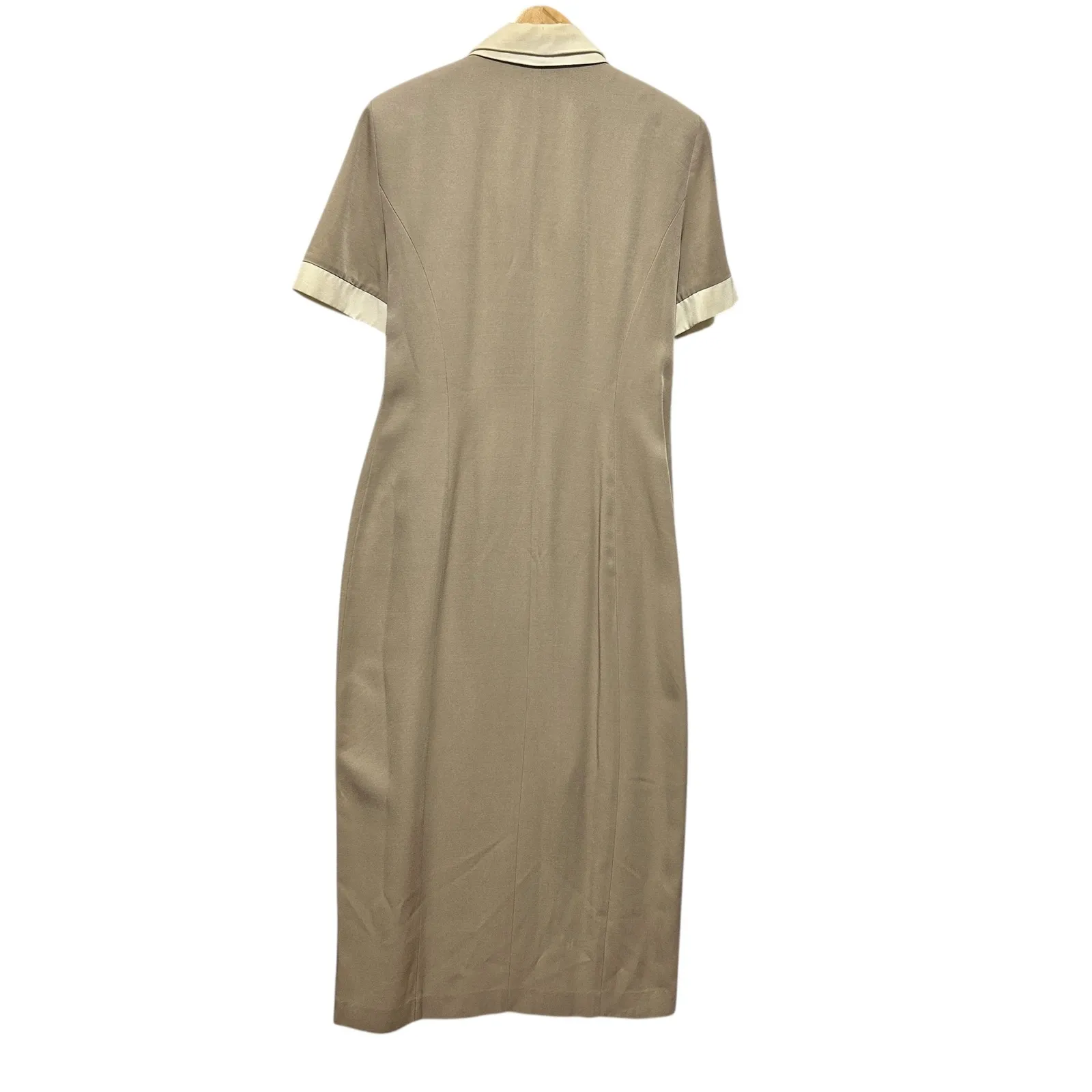 VTG Danny & Nicole Double Breasted Sheath Dress‎ Beige 14 Career Profession 90s - Image 2