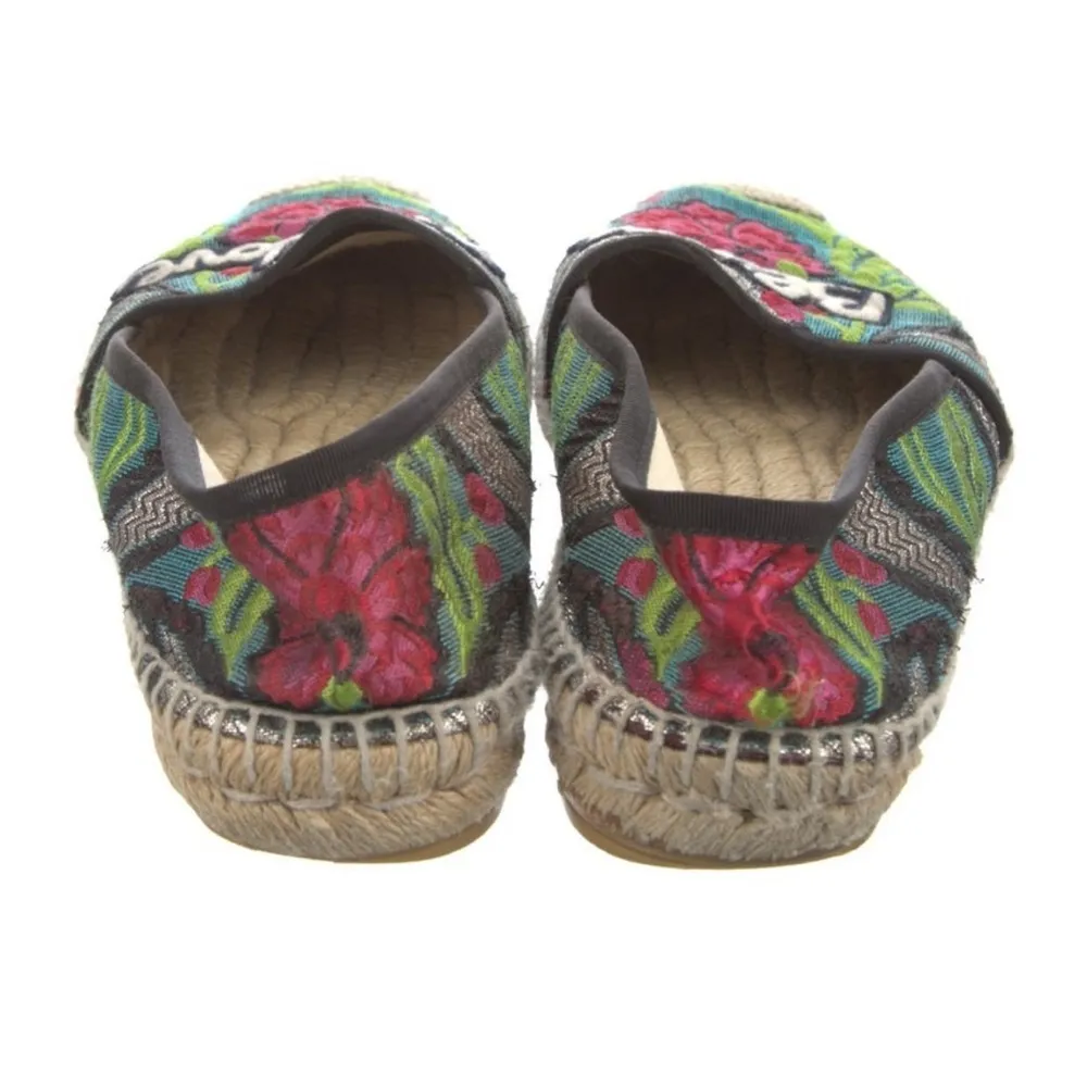 GUCCI PILAR BLIND FOR LOVE FLORAL COLORFUL ESPADRILLE FLAT SLIPON SHOES - Image 4
