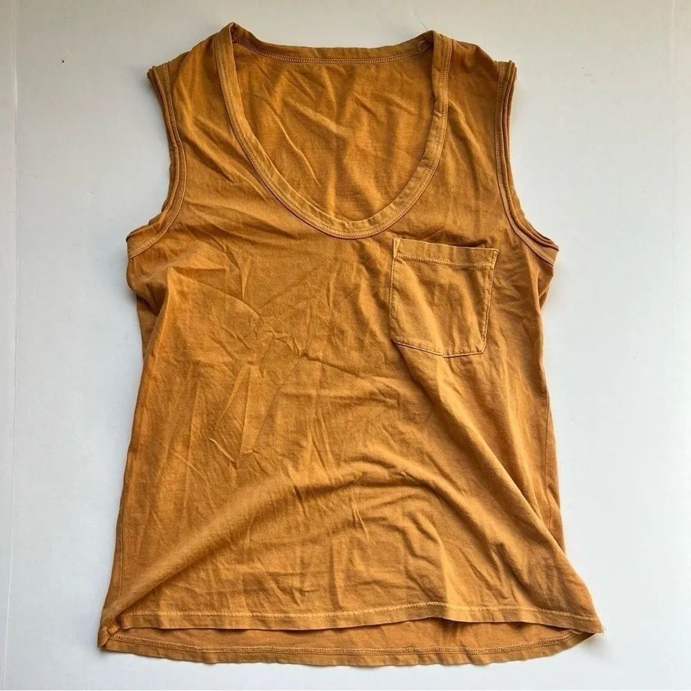 James Perse Vintage Sleeveless Pocket Tank Mustard Yellow Size X-Small NWOT - Image 2