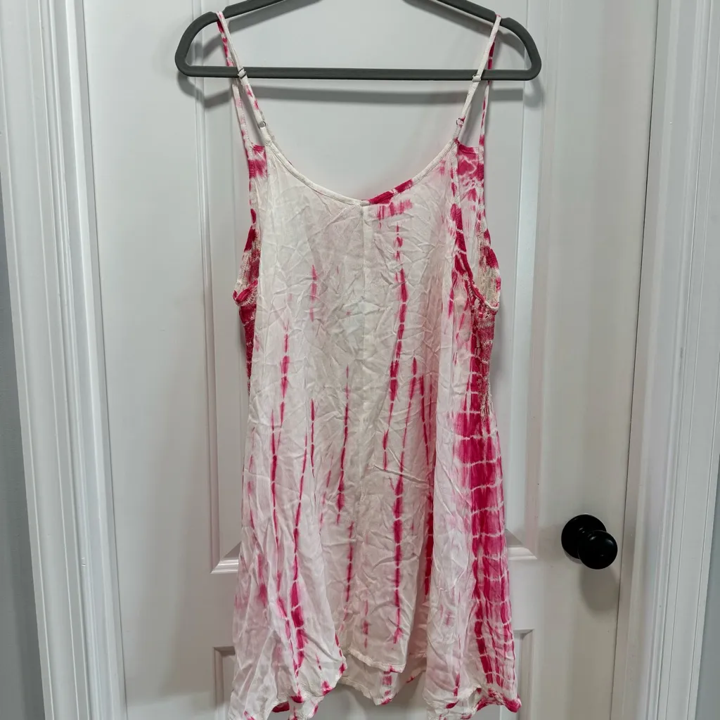Raviya Tie Dye Swimsuit Cover Up NWT size Large‎ in Pink/White Crochet Trim Pink - Image 10