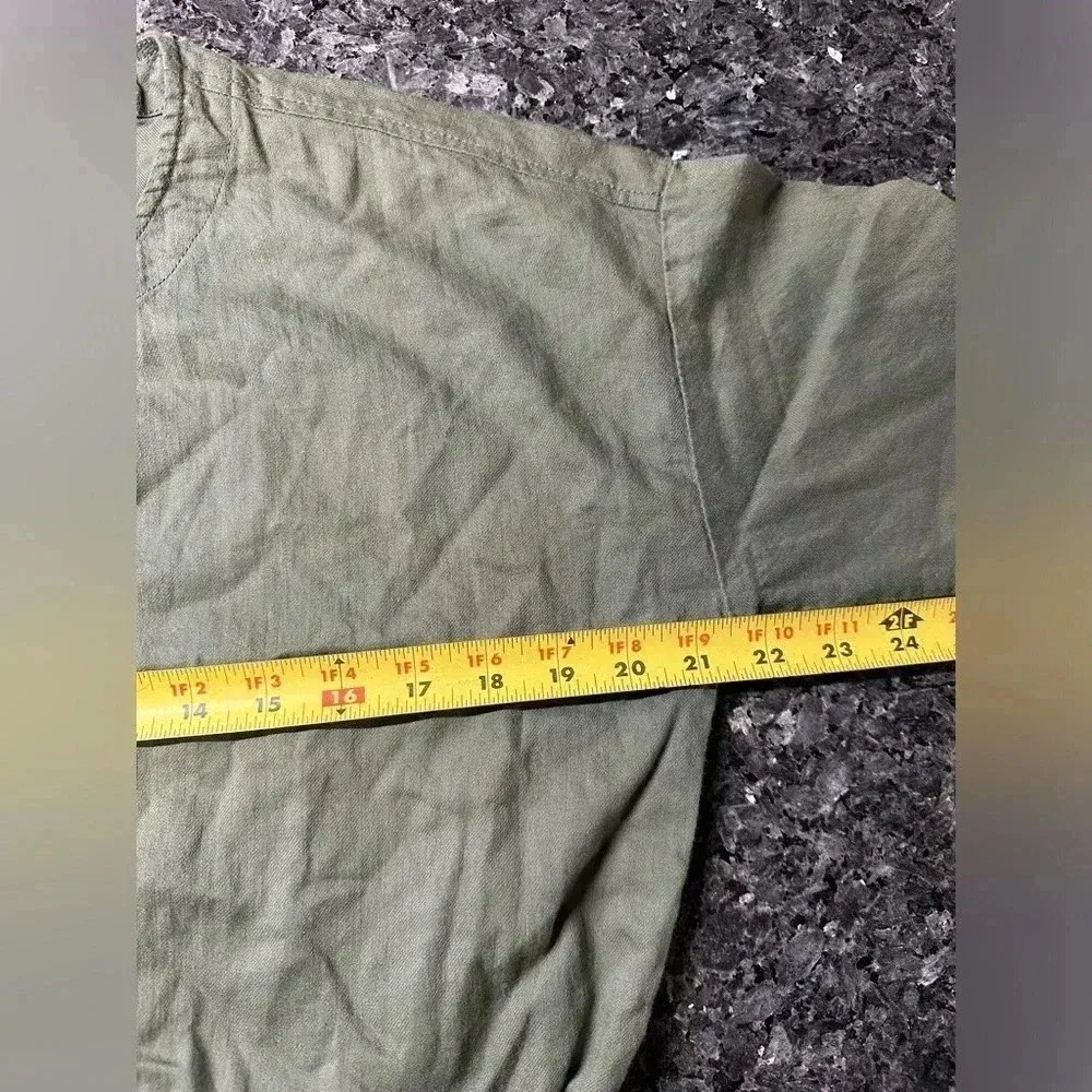 Eileen Fisher Olive Army Green Organic Cotton Drawstring Outwear Jacket Size XS - Image 13