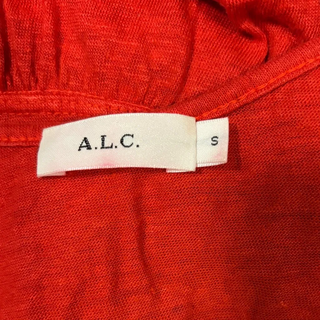 A.L.C. Womens Red Linen Ruffle Hem Camisole Top S - Image 4