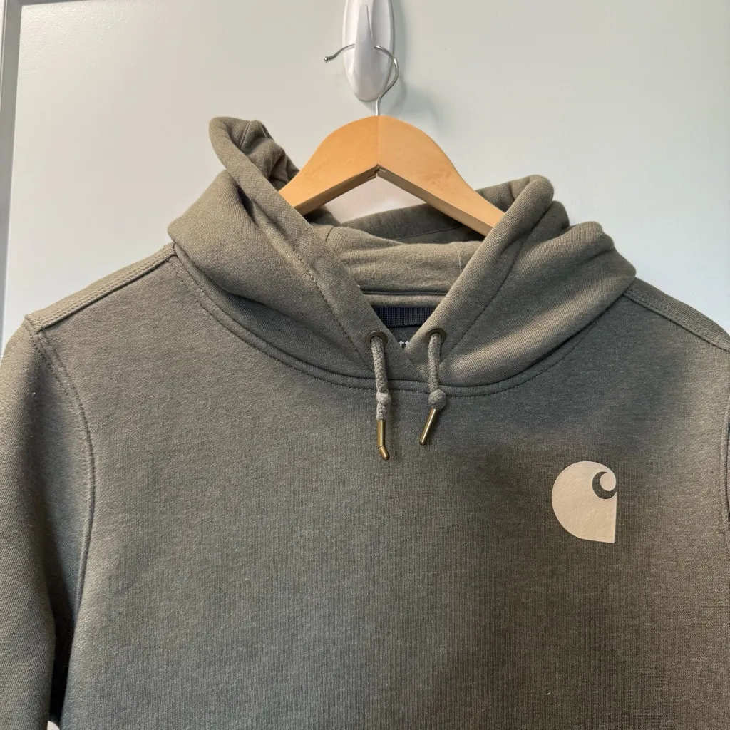 Women's Carhartt Clarksburg Relaxed Fit Midweight Logo‎ Sleeve Graphic Hoodie M - Image 3