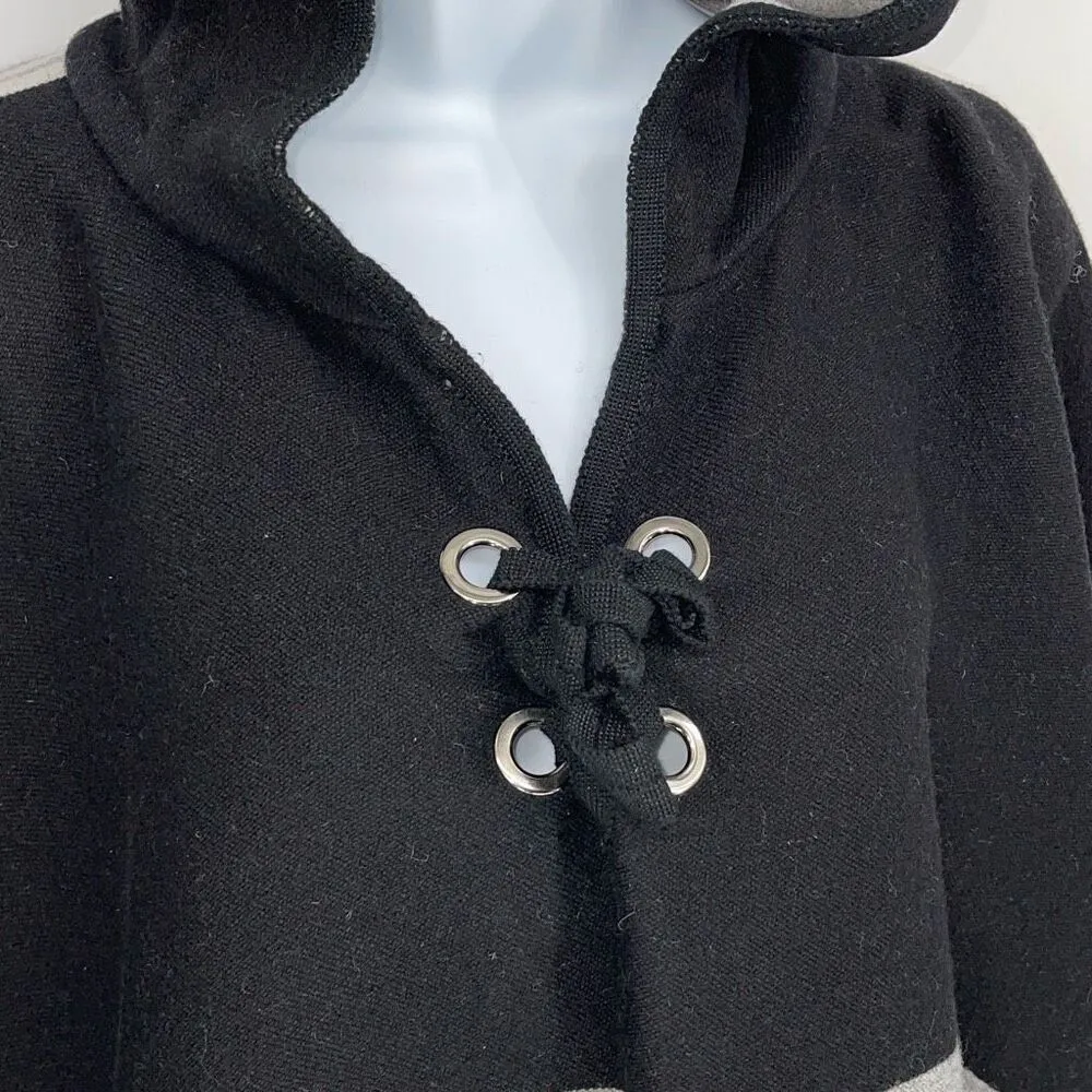 BA&SH‎ Colorblock Lady Cape Womens Size Small 1 Wool Blend Lace Up Hooded Poncho - Image 5
