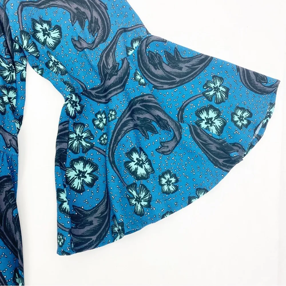 For Love And Lemons X Urban Outfitters Trumpet Bell Sleeve Paisley Floral Dress - Image 7