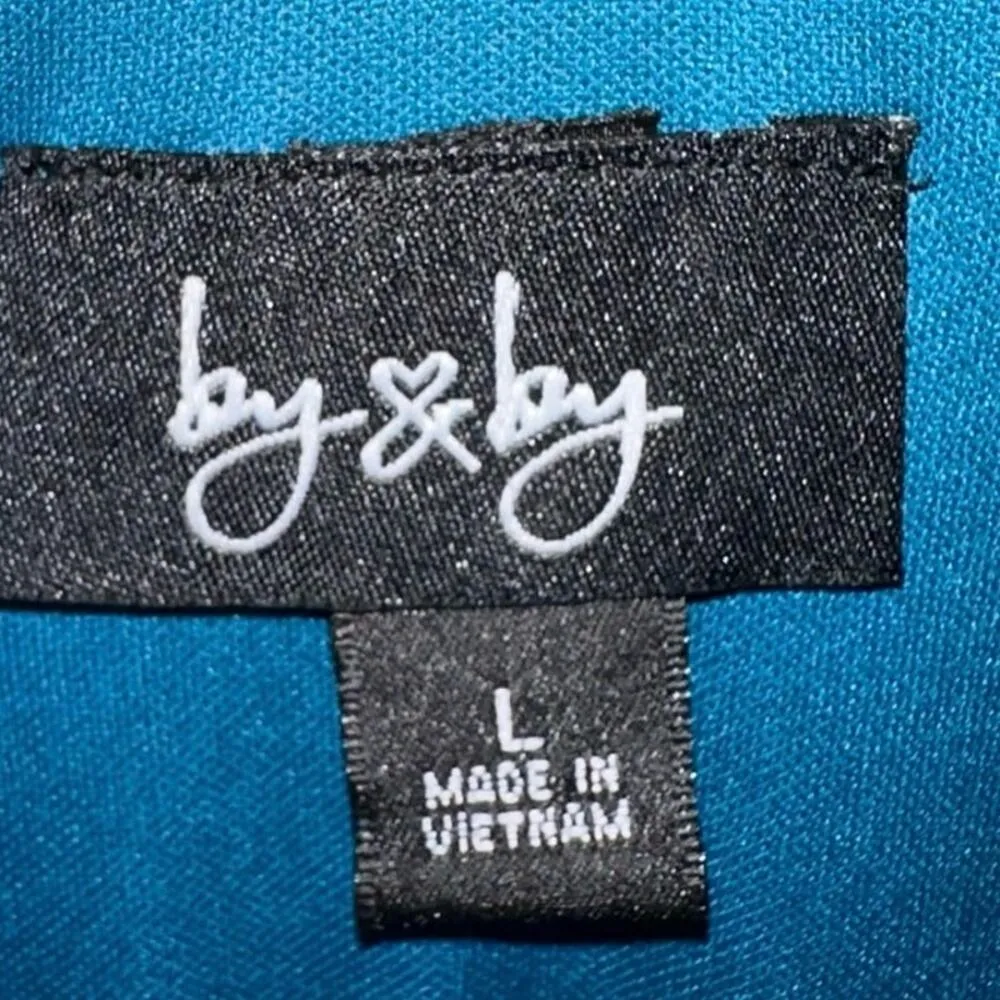 By & By Turquoise Floral Off the Shoulder High Low Dress Blue Size L - Image 5