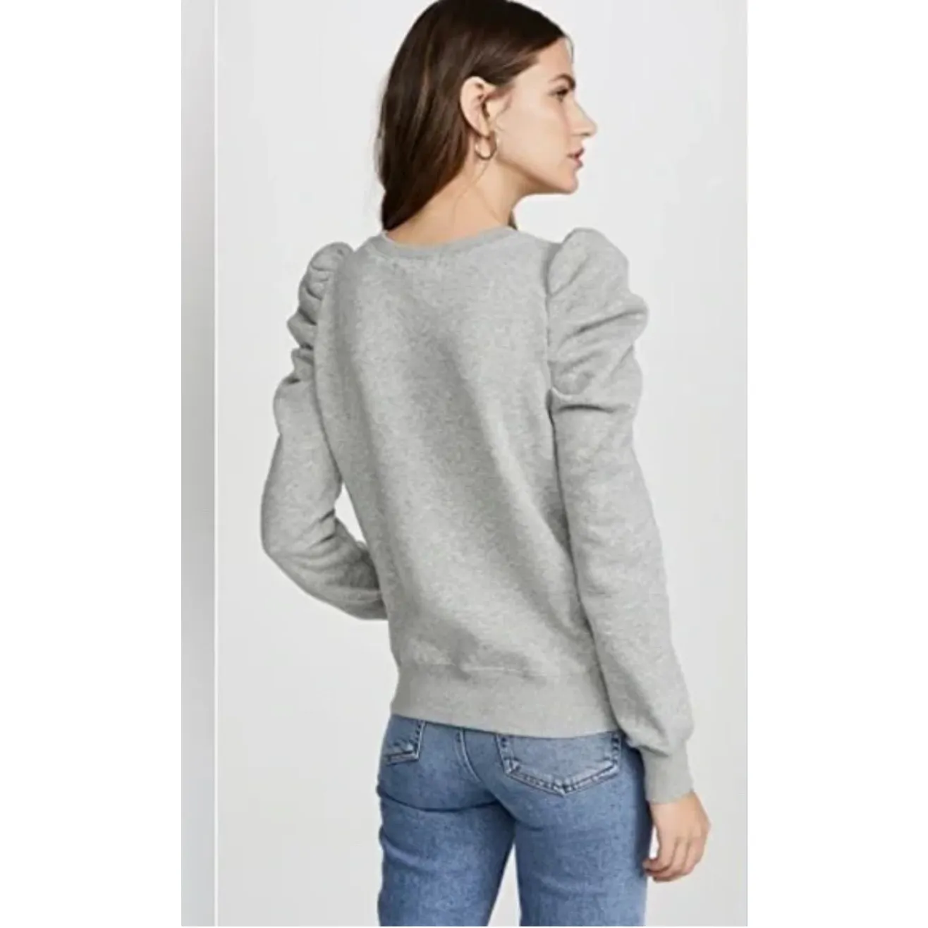 Rebecca Minkoff Janine Puffed Shoulder‎ Heather Gray Sweatershirt Size XS - Image 2